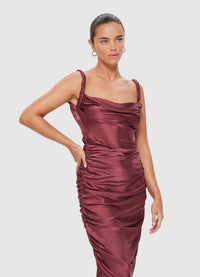 Rachel Cowl Neck Slip Dress - Burgundy