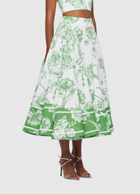 Myla Midi Skirt - Harmony Print in Celadon