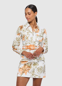 Millie Pocket Shirt Mini Dress - Harmony Print in Kumquats