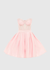 Eliza Structured Bustier Mini Dress-Pink