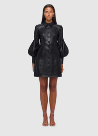 Elle Leather Mini Dress - Ebony