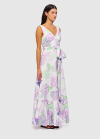 Elodie V Neck Maxi Dress - Begonia Print