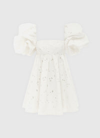 Eloise Lace Puff Sleeve Mini Dress - Snow