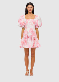 Hailey Square Neck Mini Dress - Peony Print
