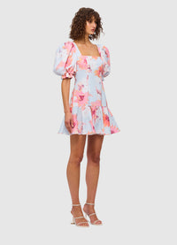 Hailey Square Neck Mini Dress - Jasmine Print in Blush