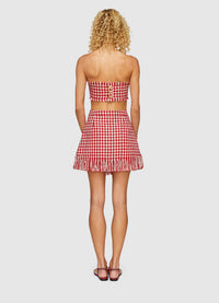 Olivia Tweed Wrap Mini Skirt - Cherry