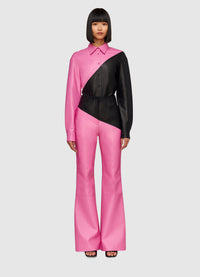 Lizzy Leather Fitted Pants - Pink/Black