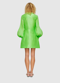 Luminous Linen Mini Dress - Lime