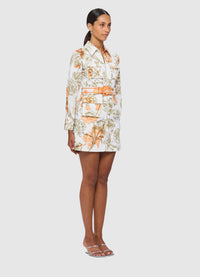 Millie Pocket Shirt Mini Dress - Harmony Print in Kumquats