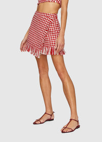 Olivia Tweed Wrap Mini Skirt - Cherry
