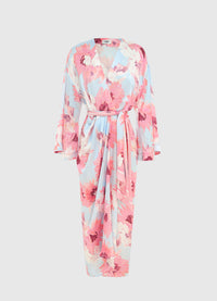 Peggy Long Sleeve Wrap Dress - Jasmine Print in Blush
