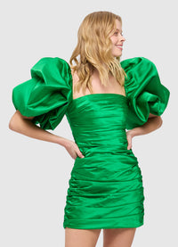 Brenda Puffy Sleeve Mini Dress  - Jade
