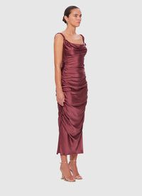 Rachel Cowl Neck Slip Dress - Burgundy