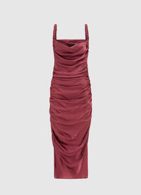 Rachel Cowl Neck Slip Dress - Burgundy