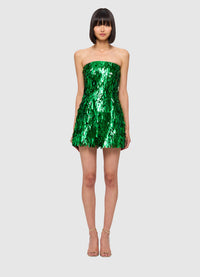 Stefani Sequin Strapless Mini Dress - Forest