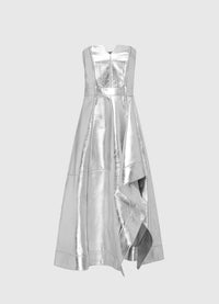Sybil Leather Bustier Midi Dress - Metallic