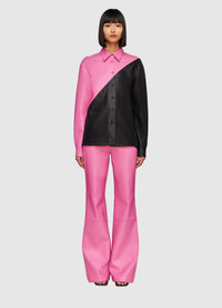 Ziggy Leather Fitted Shirt - Pink/Black
